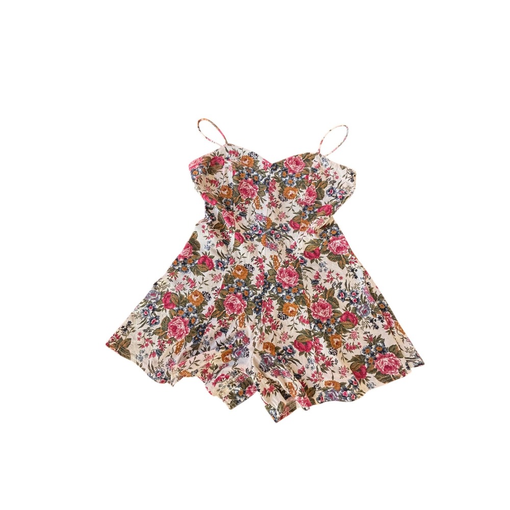 Floral Sweetheart Hana Romper Spaghetti Strap Sleeveless Medium 90s Vintage